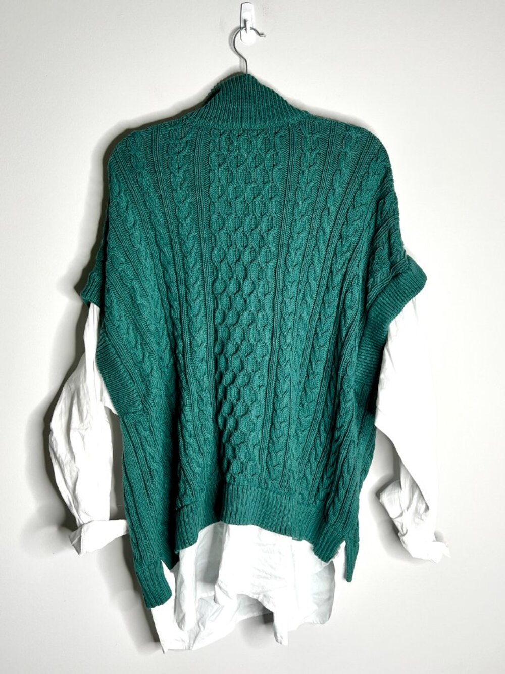 Pilcro Anthropologie Chunky Cable-Knit Twofer Sweater Preppy Academia Sz XL - Picture 6 of 6